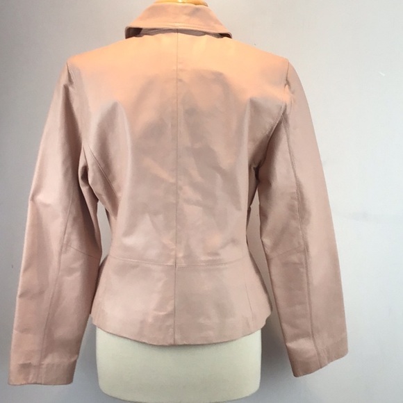 Black Rivet Blush Pink Retro Leather Moto Jacket Size Large - Picture 4 of 14